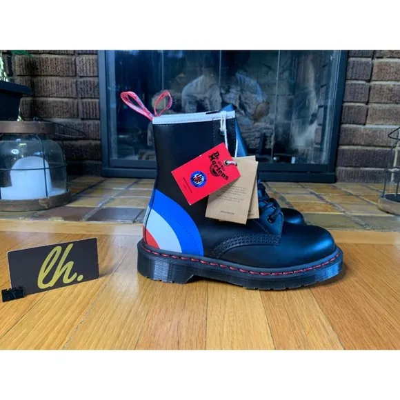 Size 5 W EUR 36 Dr Martens X The Who “Target Black” Leather Boots 1460
