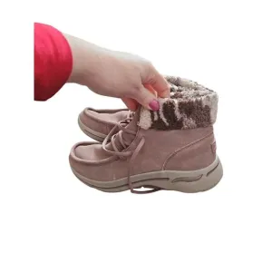 Skechers Air cooled arch fit dusty rose pink suede boots camouflage sz 9