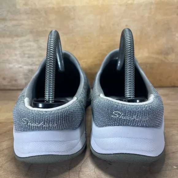 Skechers Commute Time Knitastic SPARKLE Womens Sz 9 Slip On Shoes Sneakers Gray