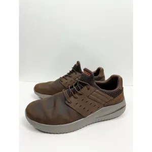 Skechers Men's Ezra Delson 3.0 Slip On Shoes Brown Leather 210308 Size 10.5
