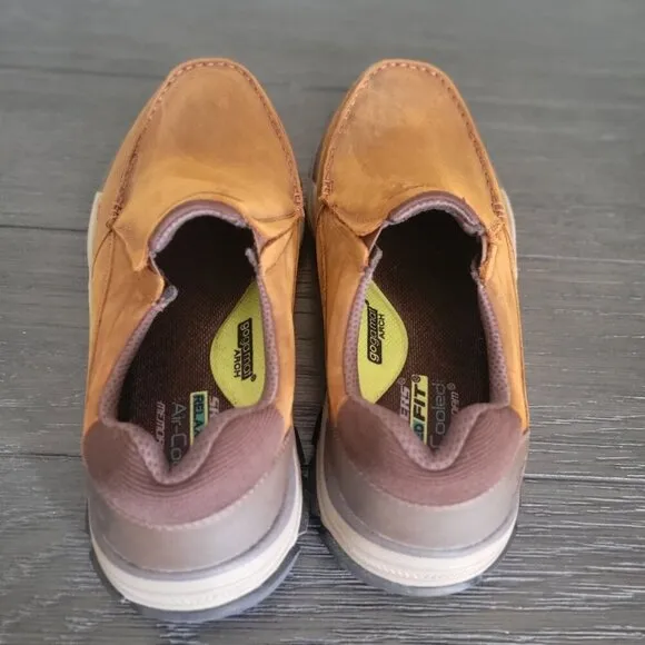 Skechers Mens Slip-On Brown Leather Respected Catel US 11