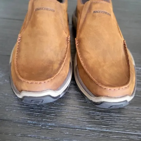 Skechers Mens Slip-On Brown Leather Respected Catel US 11