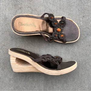 Sketchers Cali Hollow Embellished Vintage Y2K Wedged Sandals