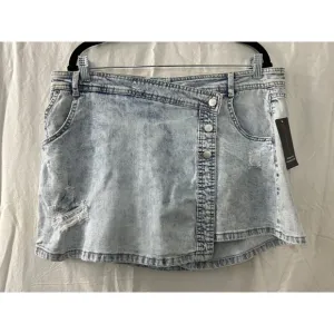 Skort Skirt Shorts Light Acid Wash Size 17 Denim Blue Jean No Boundaries NOBO