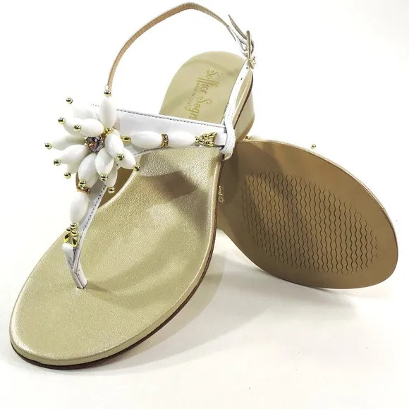 SOFFICE SOGNO 🇮🇹 WOMEN'S WHITE SOFT LEATHER COMFORT SUMMER SANDALS