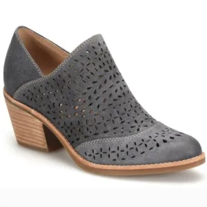 Sofft Amberly Laser Cut Suede Booties Side Zip Block Heel Boho Western Blue 8.5