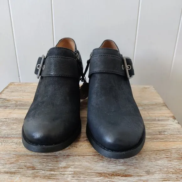 Sofft Buckle Strap Black Leather Boots Alvie Ankle Bootie Size 6.5M Western