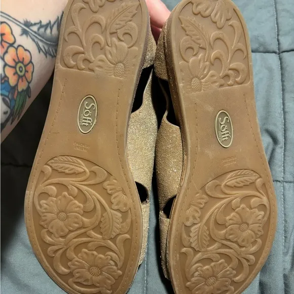 SOFFT Sparkle Tan Criss-Cross Sandals Size 8.5