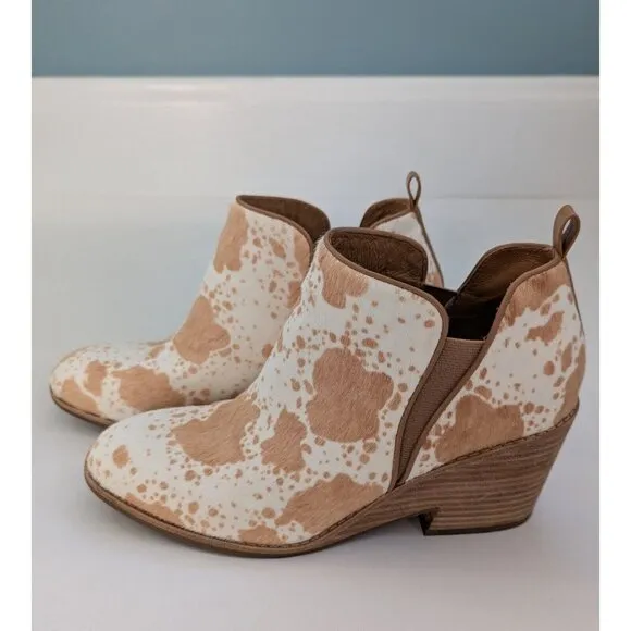 Sofft Women's Sacora Cowhair Ankle Boots Caramel/Ivory Size 10M