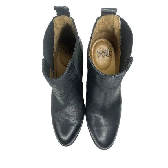 Sofft Welling Black Textured Leather Chelsea Boots Size 9.5