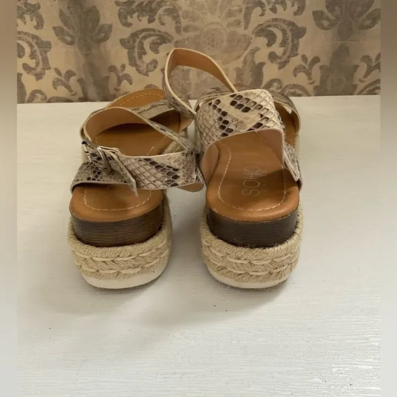 SoHo Elite Sandals open toe Espadrille Snake Skin size 8