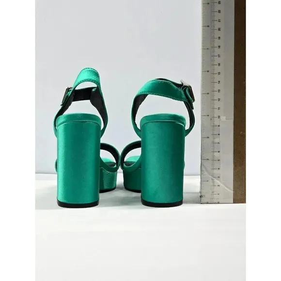 Sol Sana Women's Cathy Green Satin Platform Sandals Size 36 EU (MSRP $165)