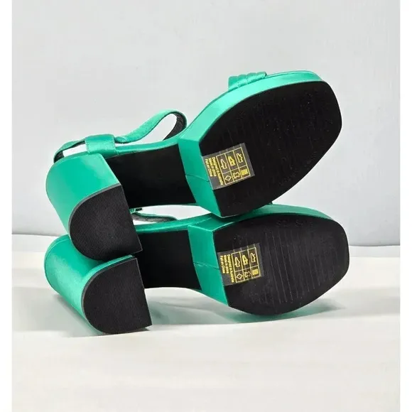 Sol Sana Women's Cathy Green Satin Platform Sandals Size 36 EU (MSRP $165)