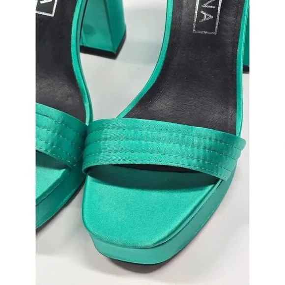 Sol Sana Women's Cathy Green Satin Platform Sandals Size 36 EU (MSRP $165)