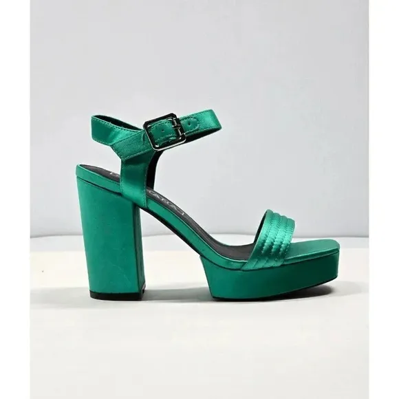 Sol Sana Women's Cathy Green Satin Platform Sandals Size 36 EU (MSRP $165)