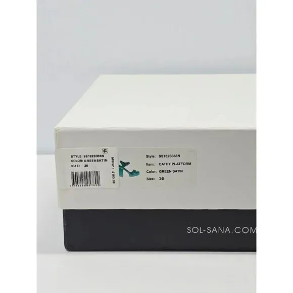 Sol Sana Women's Cathy Green Satin Platform Sandals Size 36 EU (MSRP $165)