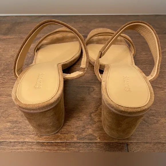 Soludos Ines Tan Open-Toe Double Strap Suede Block Heel Sandals Size 11