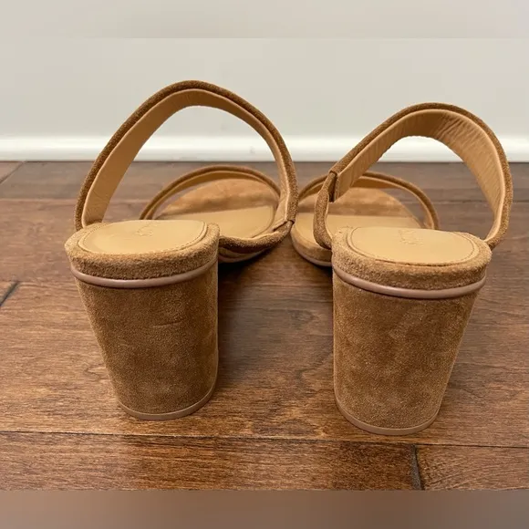 Soludos Ines Tan Open-Toe Double Strap Suede Block Heel Sandals Size 11