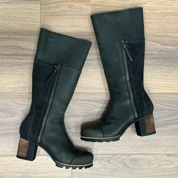 Sorel Addington Tall Leather Boots in Black Size 7.5