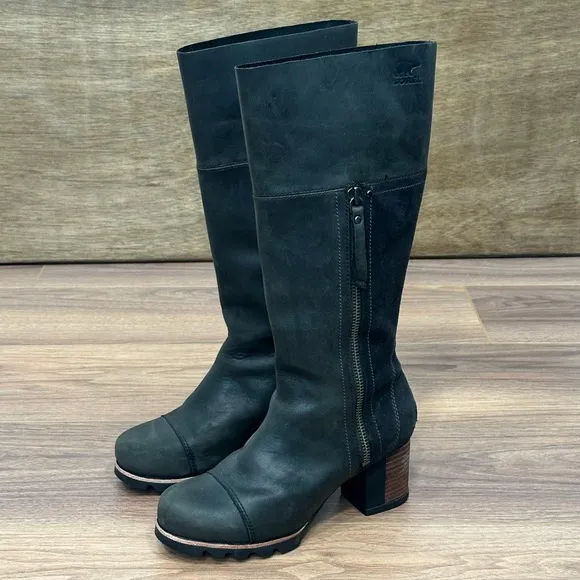 Sorel Addington Tall Leather Boots in Black Size 7.5