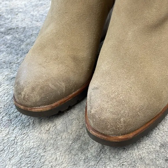 Sorel After Hours Chelsea Wedge Ankle Boots Tan Beige Suede Sz 9