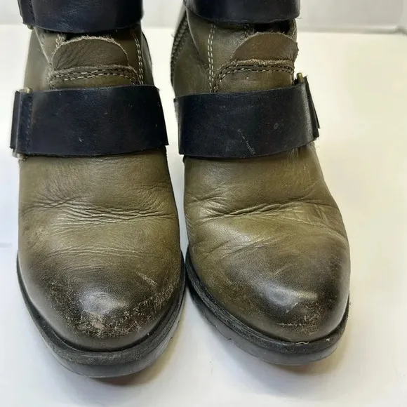 Sorel After Hours Leather Wedge Ankle Boots Booties NL2550-383 Green Size 6