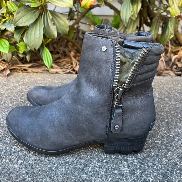 SOREL Danica Short Waterproof Quarry Black Moto Ankle Boots
