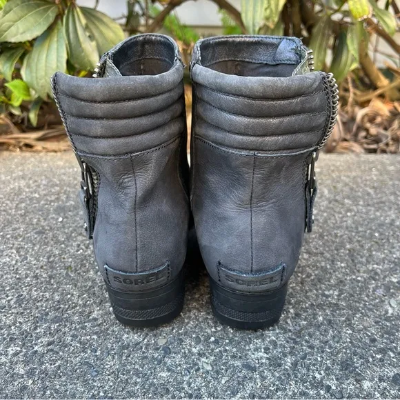 SOREL Danica Short Waterproof Quarry Black Moto Ankle Boots