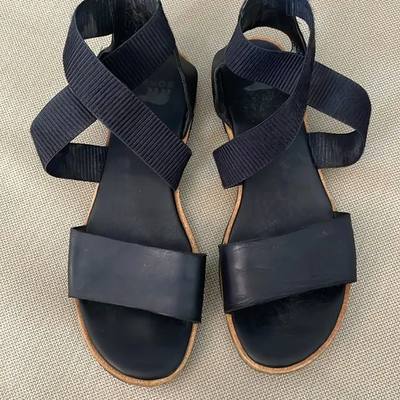 Sorel Ella Black Leather Sandals Size 8