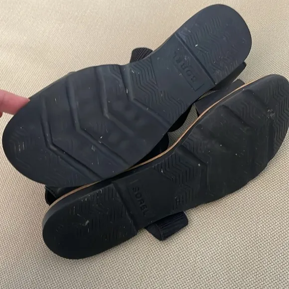 Sorel Ella Black Leather Sandals Size 8