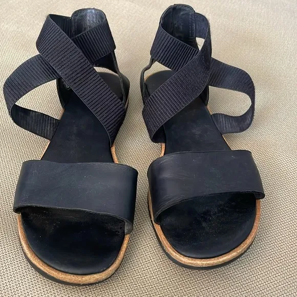 Sorel Ella Black Leather Sandals Size 8