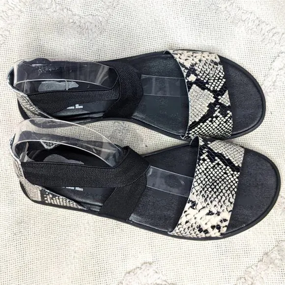 Sorel Ella II Strappy Ankle Sandals Snake Print Black Open Toe Women's Size 7