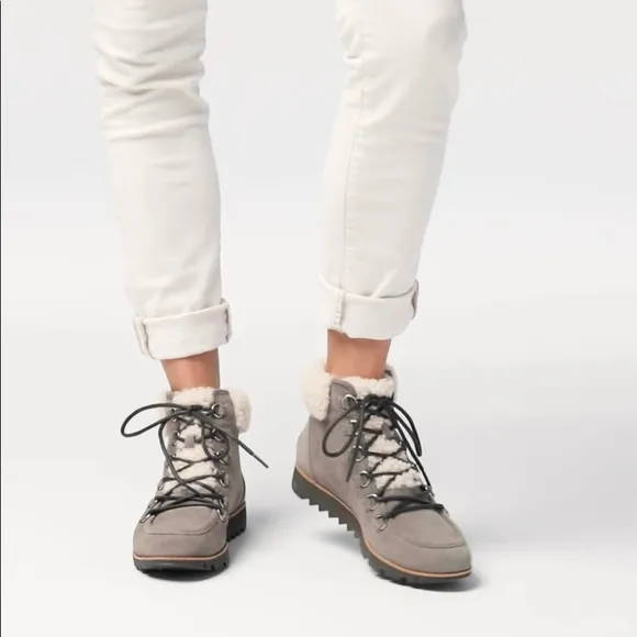Sorel Harlow Lace Cozy Waterproof Boots, Light Grey