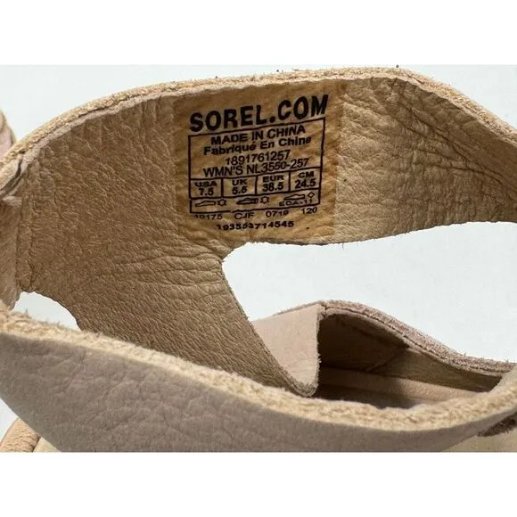 Sorel Joanie II Ankle Lace Natural Tan‎ Sandals Women 7.5 NWOT Open Toe Wedge