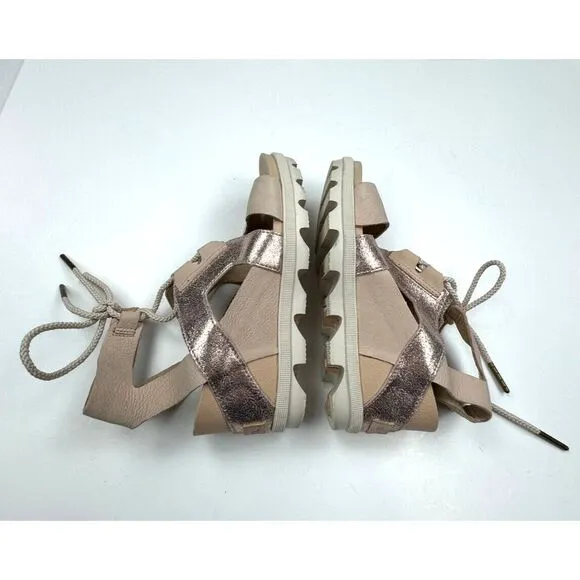 Sorel Joanie II Ankle Lace Natural Tan‎ Sandals Women 7.5 NWOT Open Toe Wedge