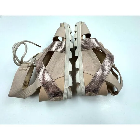 Sorel Joanie II Ankle Lace Natural Tan‎ Sandals Women 7.5 NWOT Open Toe Wedge