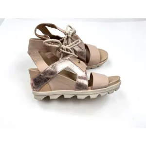 Sorel Joanie II Ankle Lace Natural Tan‎ Sandals Women 7.5 NWOT Open Toe Wedge