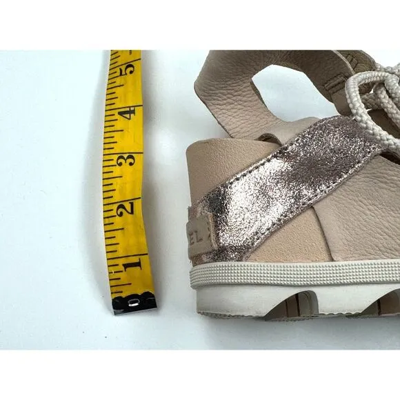 Sorel Joanie II Ankle Lace Natural Tan‎ Sandals Women 7.5 NWOT Open Toe Wedge