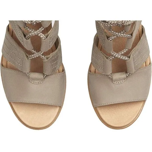 Sorel Joanie II Ghillie Lace Up Gladiator Wedge Sage Green-8.5. B45
