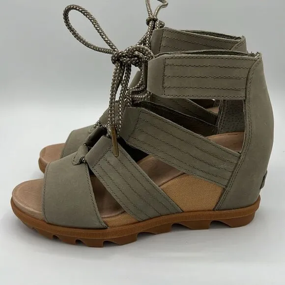 Sorel Joanie II Ghillie Lace Up Gladiator Wedge Sage Green-8.5. B45
