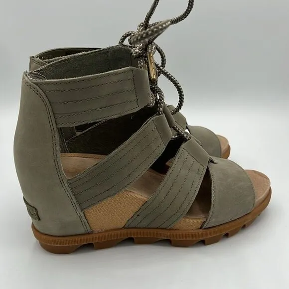 Sorel Joanie II Ghillie Lace Up Gladiator Wedge Sage Green-8.5. B45