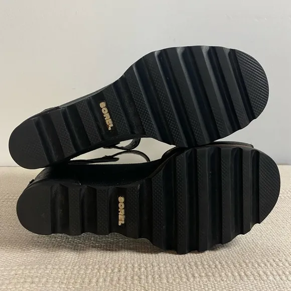 SOREL Joanie II Wedge Sandals Black Womens size 9.5
