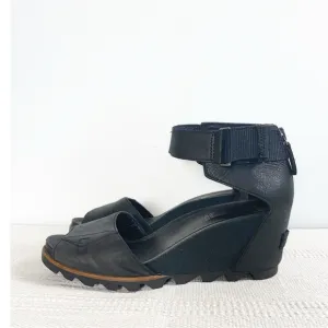 SOREL Joanie II Wedge Sandals Black Womens size 9.5