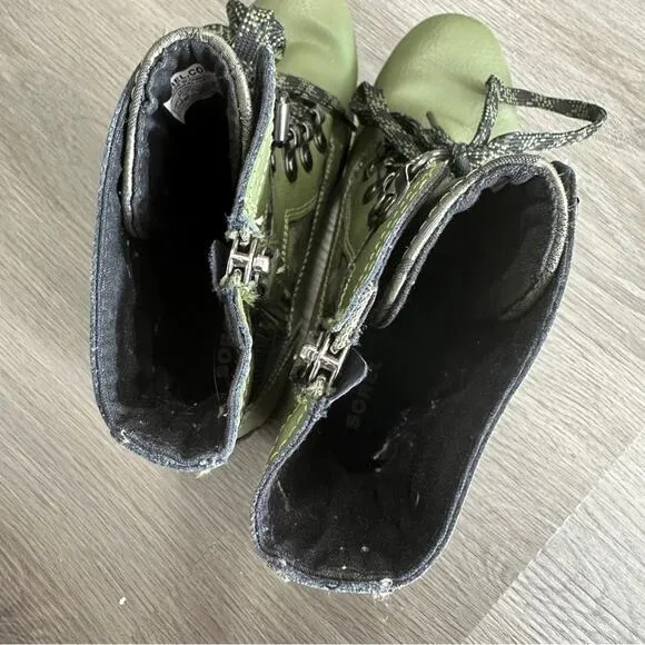 Sorel Kid's Unisex Emelie Conquest Lace Up‎ Combat Moto Boots Size 3