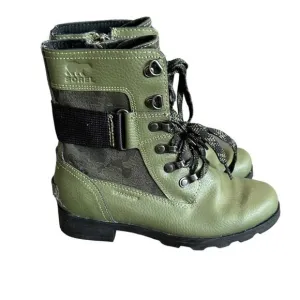 Sorel Kid's Unisex Emelie Conquest Lace Up‎ Combat Moto Boots Size 3