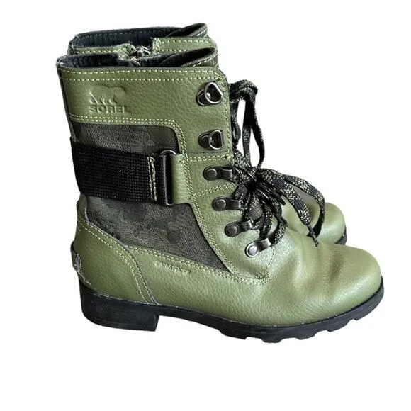 Sorel Kid's Unisex Emelie Conquest Lace Up‎ Combat Moto Boots Size 3