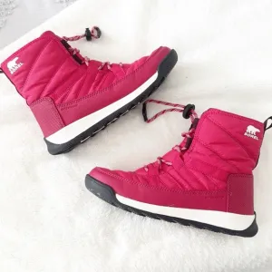 Sorel kids Whitney II Short Lace winter snow Boots in pink size 3