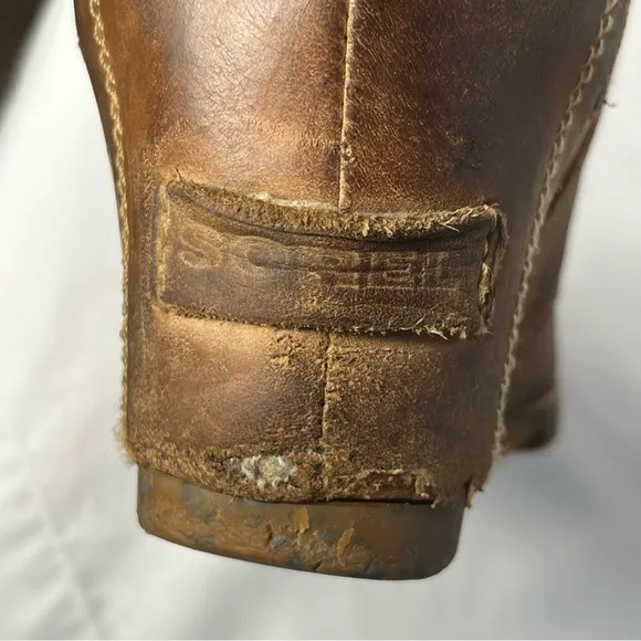 Sorel Lea Wedge Leather Distressed Waterproof Boots Elk Size 7.5