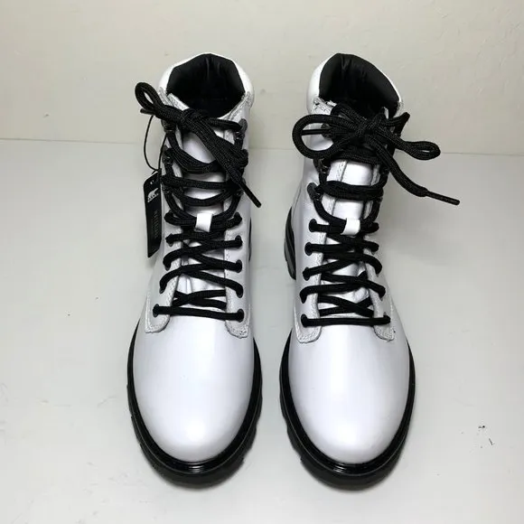 Sorel Lennox Lace Up Boots Leather Combat Hiker Booties White Size 8.5 NEW