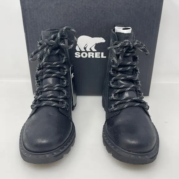 Sorel Lennox Waterproof Lace-Up Boots in Black Size 5 New‎ Retail $190